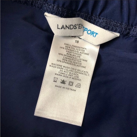 Lands End Swim Board Shorts Built in Brief Navy 18 - Picture 3 of 3